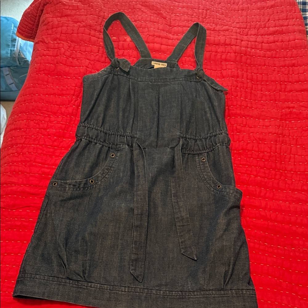 Stylish Dark Denim Women's Overall Dress